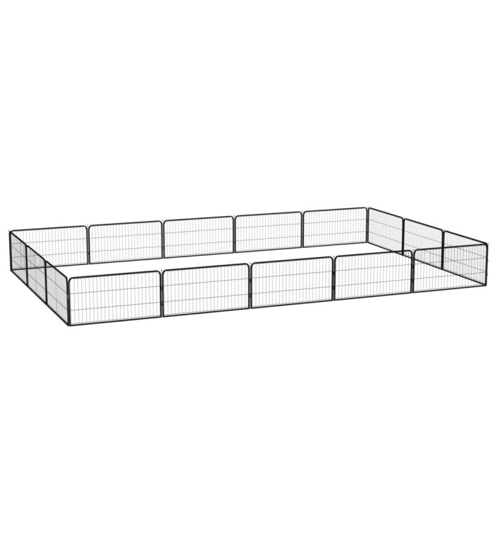Parc pour chien 16panneaux Noir 100x50cm Acier enduit de poudre | Mobilier & Déco