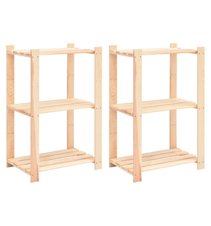 Étagères de rangement à 3 niveaux 2 pcs 60x38x90 cm Pin 150 kg | Mobilier & Déco