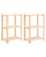 Étagères de rangement à 3 niveaux 2 pcs 60x38x90 cm Pin 150 kg | Mobilier & Déco