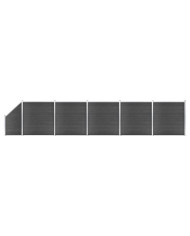 Ensemble de panneau de clôture WPC 965x(105-186) cm Noir | Mobilier & Déco