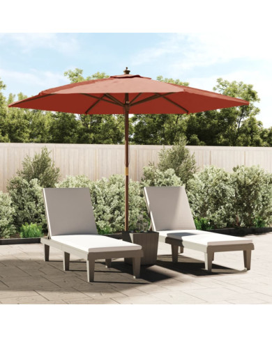 Parasol de jardin avec mât en bois terre cuite 299x240 cm | Mobilier & Déco