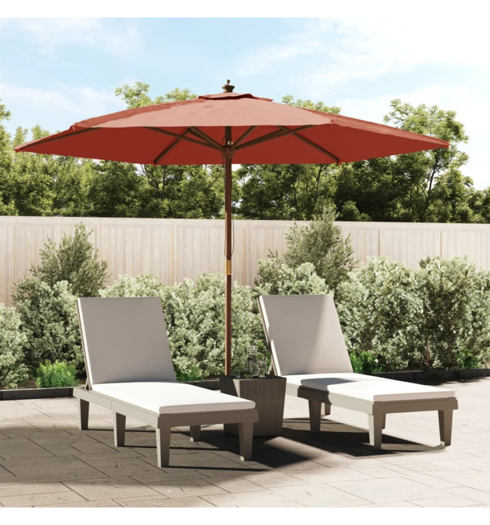 Parasol de jardin avec mât en bois terre cuite 299x240 cm | Mobilier & Déco