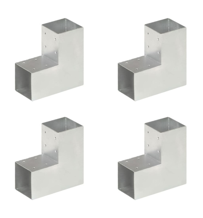 Connecteurs de poteau 4 pcs Forme en L Métal galvanisé 91x91 mm | Mobilier & Déco