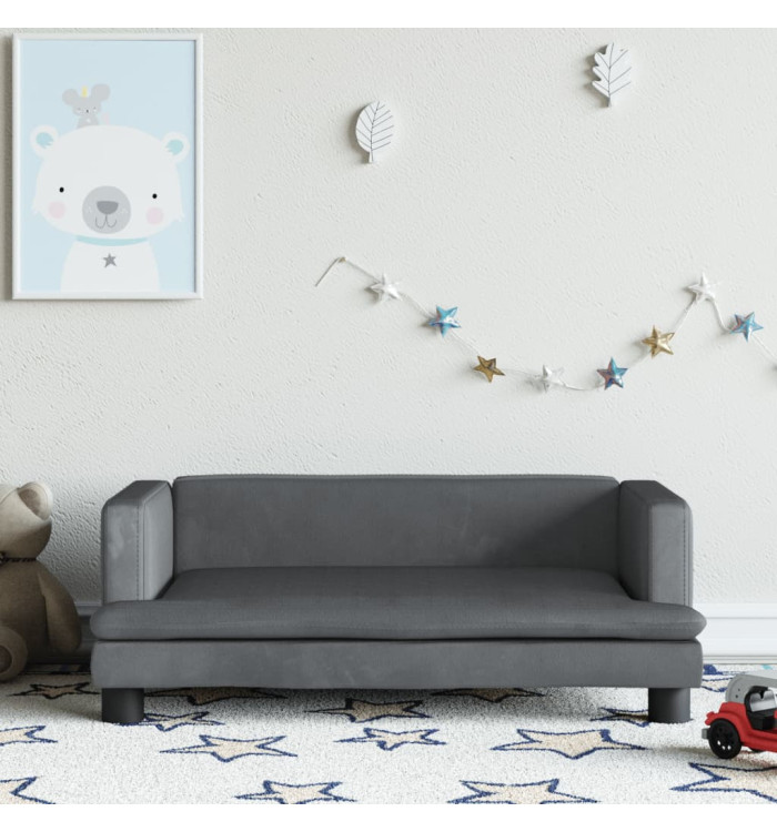 Canapé pour enfants gris foncé 80x45x30 cm velours | Mobilier & Déco
