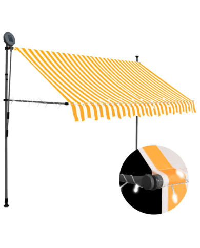 Auvent manuel rétractable avec LED 250 cm Blanc et orange | Mobilier & Déco