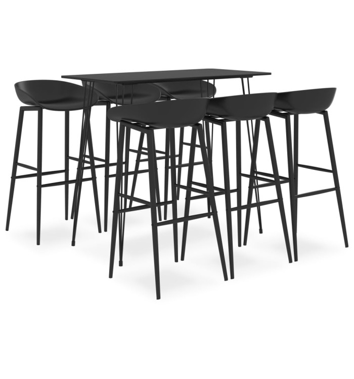 Ensemble de bar 7 pcs Noir | Mobilier & Déco