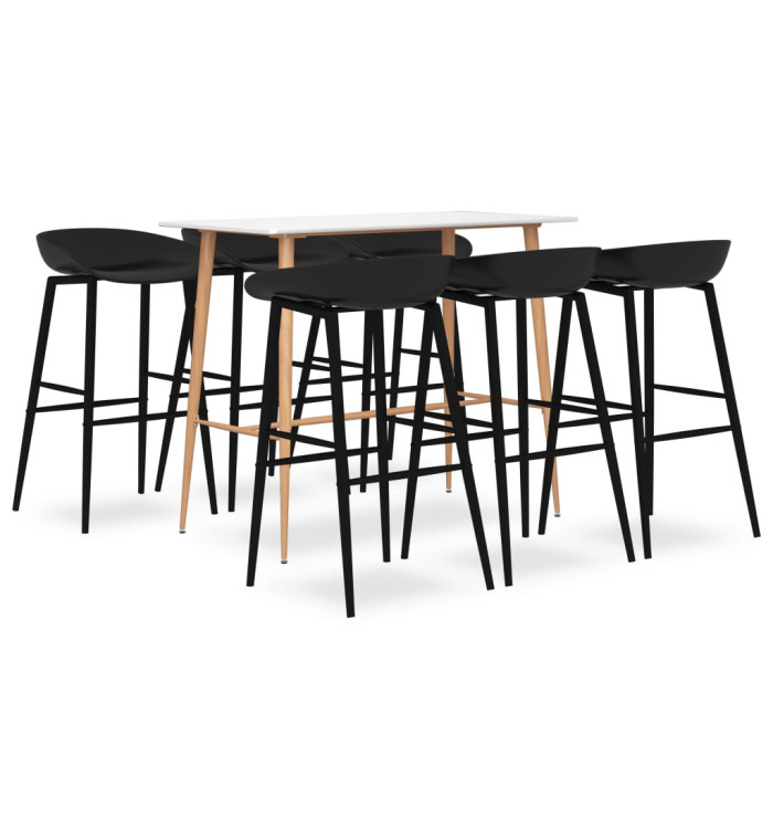 Ensemble de bar 7 pcs Blanc et noir | Mobilier & Déco