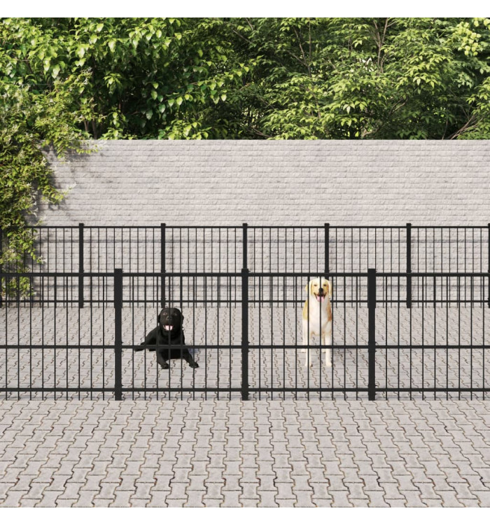 Chenil d'extérieur pour chiens Acier 28,23 m² | Mobilier & Déco