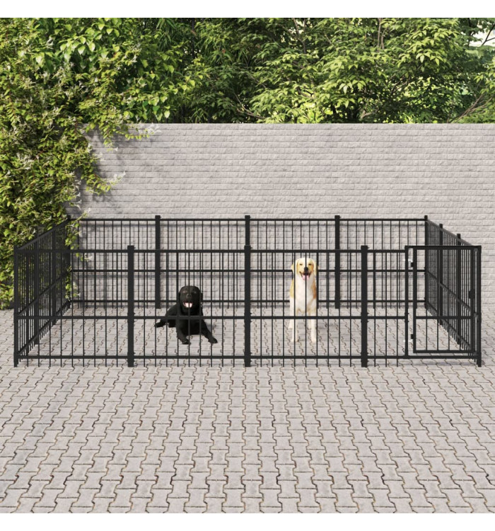 Chenil d'extérieur pour chiens Acier 11,58 m² | Mobilier & Déco