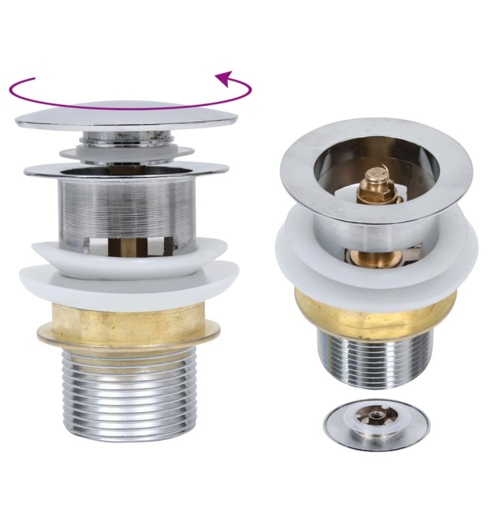 Drain à poussoir sans débordement Argenté 6,4x6,4x9,1 cm | Mobilier & Déco