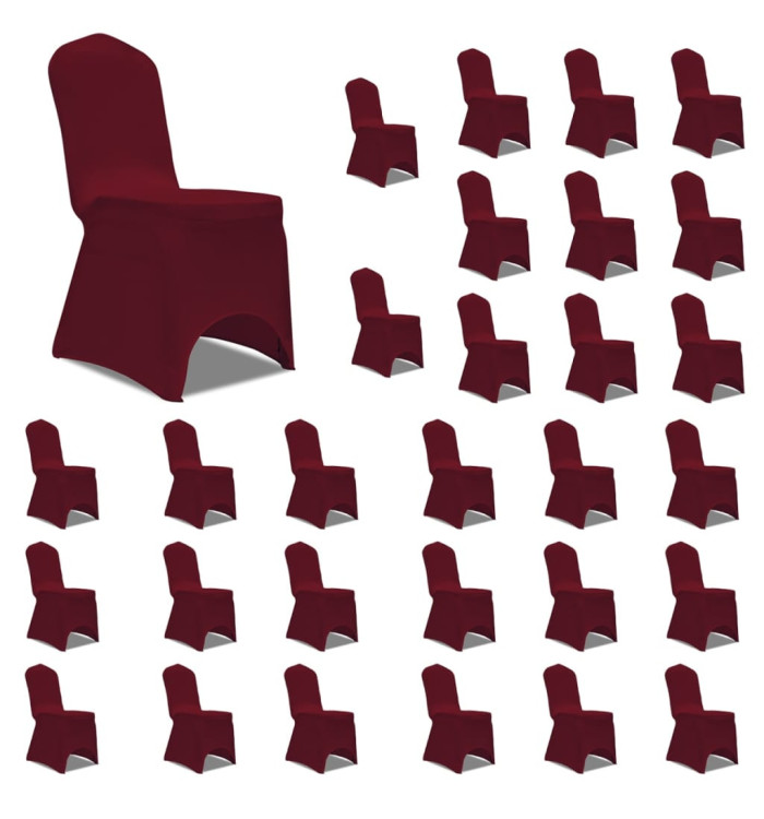 Housses élastiques de chaise Bordeaux 30 pcs | Mobilier & Déco