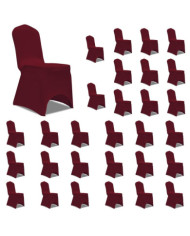 Housses élastiques de chaise Bordeaux 30 pcs | Mobilier & Déco