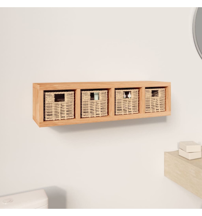 Étagère murale avec paniers 62x18x16 cm Bois massif de noyer | Mobilier & Déco