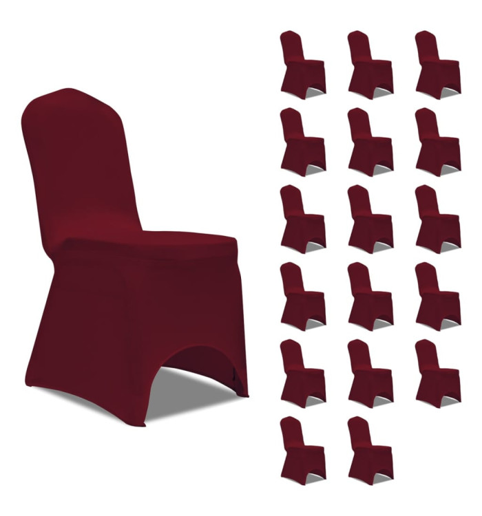 Housses élastiques de chaise Bordeaux 18 pcs | Mobilier & Déco