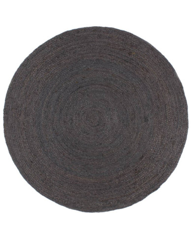 Tapis fait à la main Jute Rond 240 cm Gris foncé | Mobilier & Déco