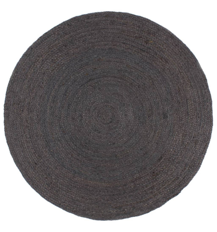 Tapis fait à la main Jute Rond 240 cm Gris foncé | Mobilier & Déco