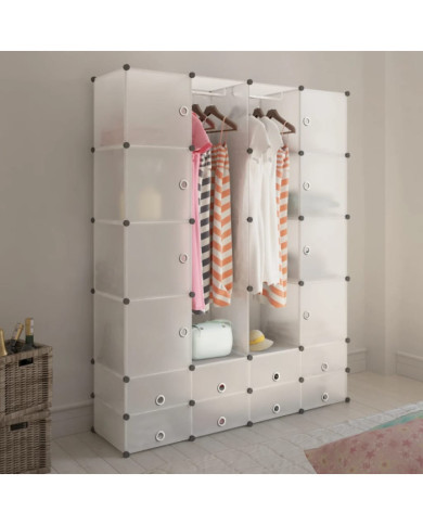 Cabinet modulable avec 18 compartiments blanc 37x146x180,5 cm | Mobilier & Déco