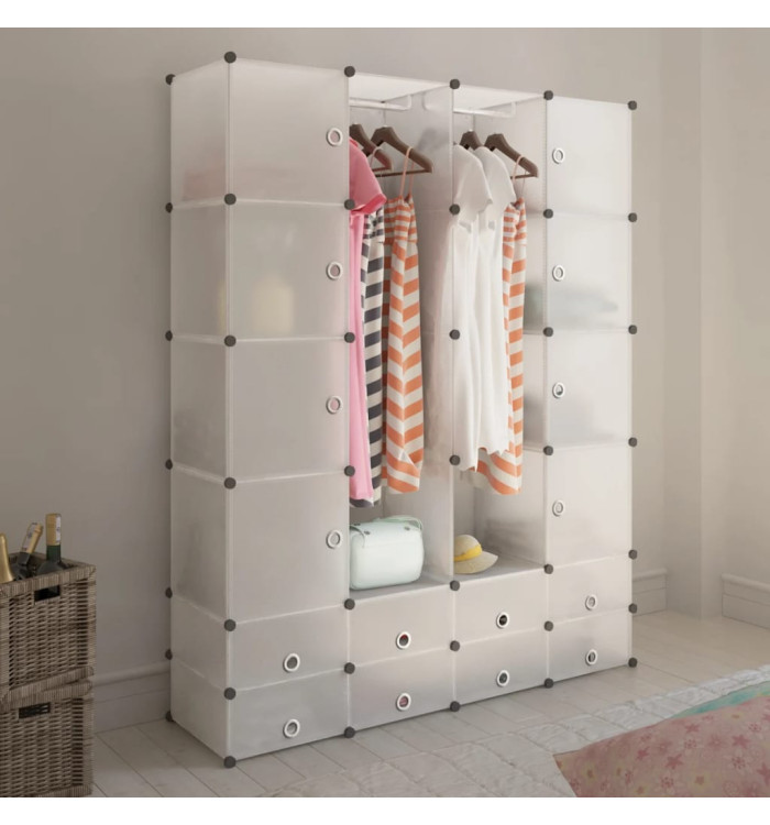Cabinet modulable avec 18 compartiments blanc 37x146x180,5 cm | Mobilier & Déco