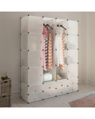 Cabinet modulable avec 18 compartiments blanc 37x146x180,5 cm | Mobilier & Déco