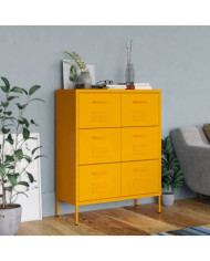 Armoire à tiroirs Jaune moutarde 80x35x101,5 cm Acier | Mobilier & Déco