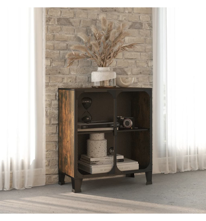 Armoire de rangement Marron rustique 72x36x82 cm Métal et MDF | Mobilier & Déco