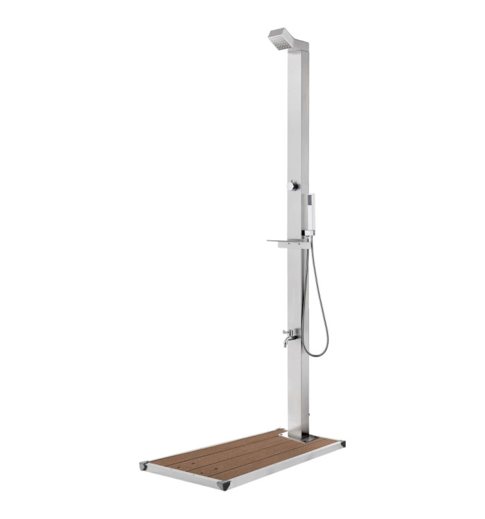 Douche de jardin avec base marron 225 cm Acier inoxydable | Mobilier & Déco
