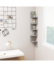 Étagère d'angle murale Gris béton Bois d'ingénierie | Mobilier & Déco