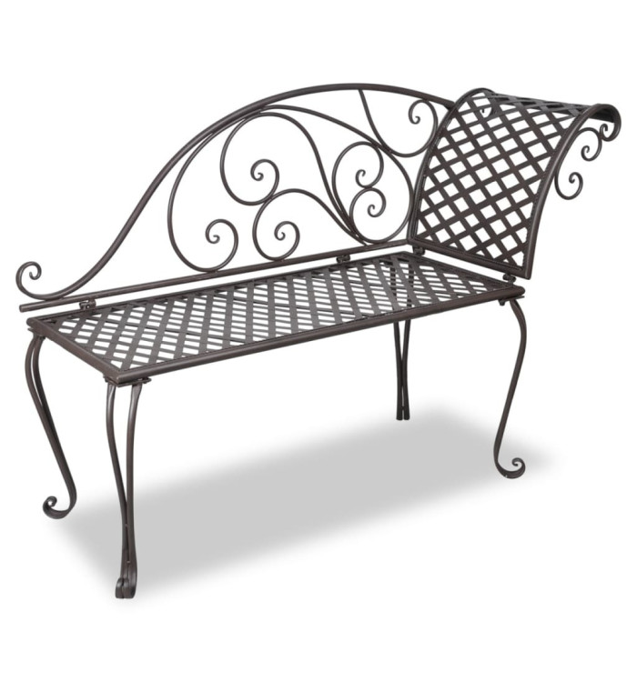 Chaise longue de jardin 128 cm Acier Antique Marron | Mobilier & Déco