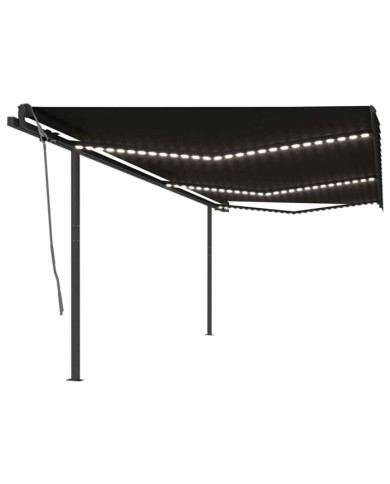 Auvent automatique capteur de vent/LED 6x3 m Anthracite | Mobilier & Déco