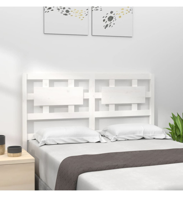 Tête de lit blanc 145,5x4x100 cm bois massif de pin | Mobilier & Déco