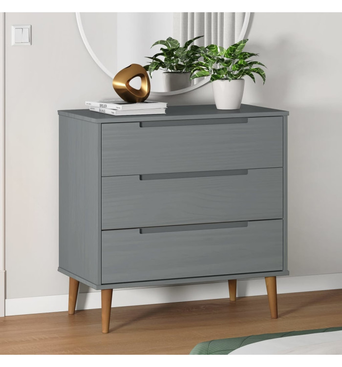 Commode MOLDE Gris 80x40x80 cm Bois de pin massif | Mobilier & Déco