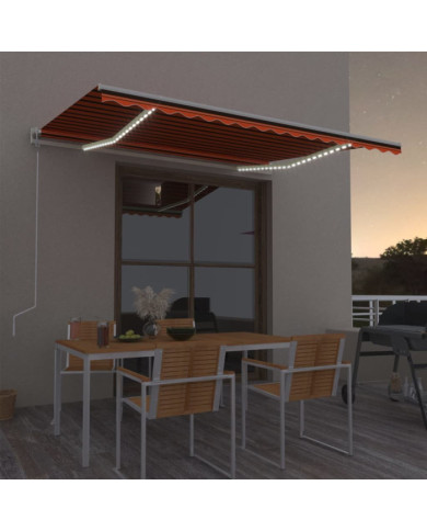 Auvent automatique capteur de vent/LED 400x300 cm Orange/marron | Mobilier & Déco