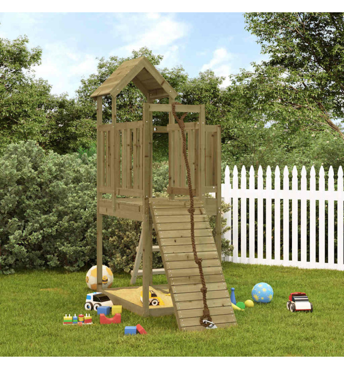 Maisonnette de jeu avec mur d'escalade bois de pin imprégné | Mobilier & Déco