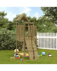 Maisonnette de jeu avec mur d'escalade bois de pin imprégné | Mobilier & Déco