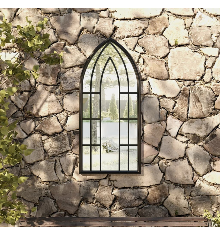 Miroir de jardin Noir 100x45 cm Fer pour utilisation extérieure | Mobilier & Déco