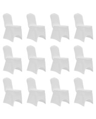 Housses élastiques de chaise Blanc 12 pcs | Mobilier & Déco