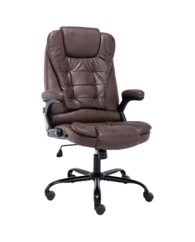 Chaise de bureau marron foncé similicuir daim | Mobilier & Déco