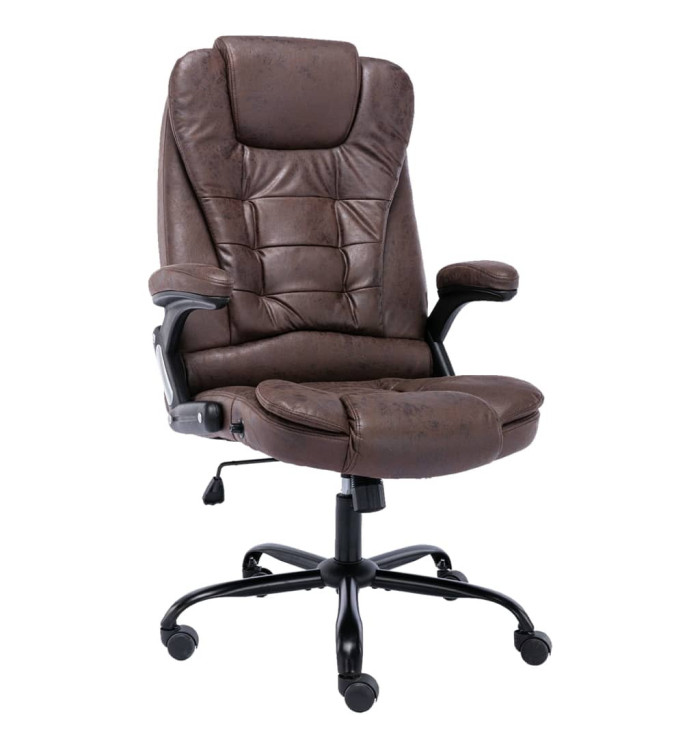 Chaise de bureau marron foncé similicuir daim | Mobilier & Déco