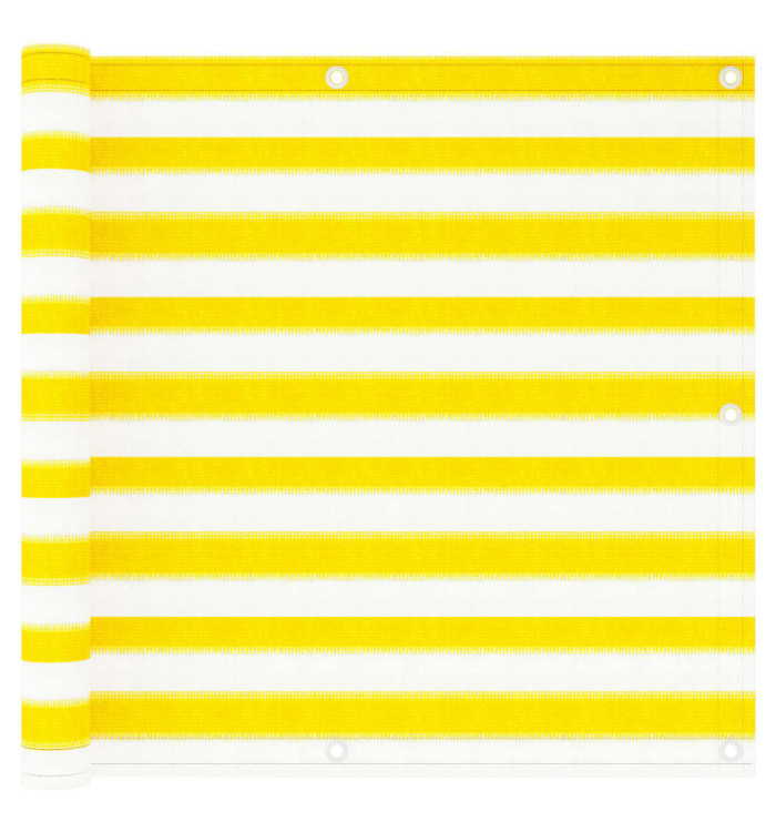 Écran de balcon Jaune et blanc 90x300 cm PEHD | Mobilier & Déco