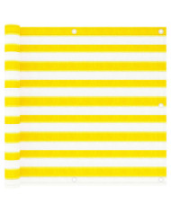 Écran de balcon Jaune et blanc 90x300 cm PEHD | Mobilier & Déco