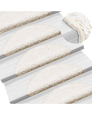 Tapis d'escalier 15 pcs blanc 56x17x3 cm | Mobilier & Déco