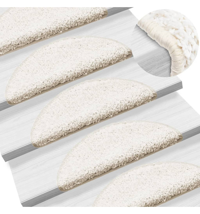 Tapis d'escalier 15 pcs blanc 56x17x3 cm | Mobilier & Déco