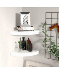 Étagères d'angle flottantes 2 pcs blanc 25x25x3,8 cm MDF | Mobilier & Déco