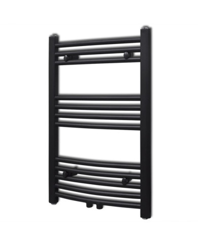 Sèche-serviettes eau chaude à rails incurvés noir 500 x 764 mm | Mobilier & Déco