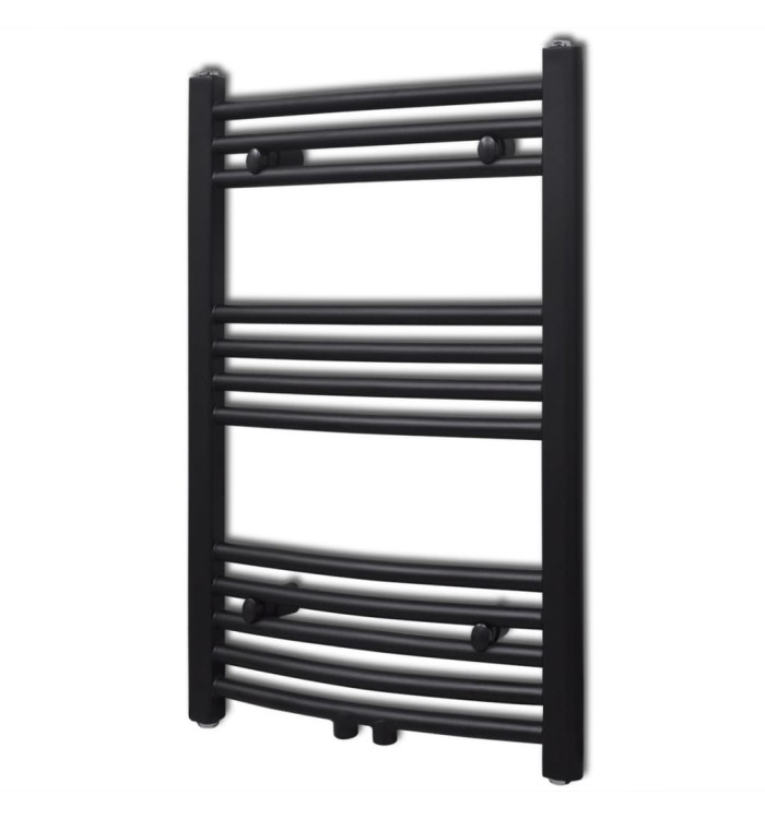 Sèche-serviettes eau chaude à rails incurvés noir 500 x 764 mm | Mobilier & Déco