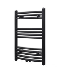 Sèche-serviettes eau chaude à rails incurvés noir 500 x 764 mm | Mobilier & Déco