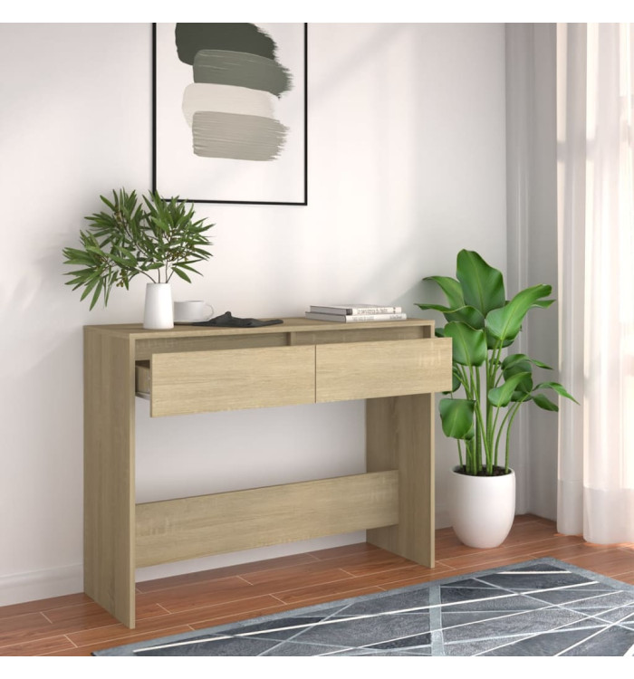 Table console chêne sonoma 100x35x76,5 cm bois d'ingénierie | Mobilier & Déco