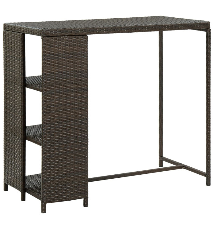 Table de bar avec rangement Marron 120x60x110 cm Résine tressée | Mobilier & Déco