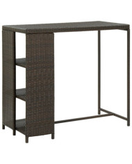 Table de bar avec rangement Marron 120x60x110 cm Résine tressée | Mobilier & Déco