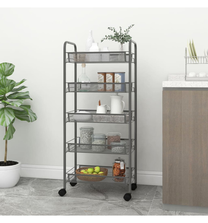 Chariot de cuisine à 5 niveaux Gris 46x26x105 cm Fer | Mobilier & Déco